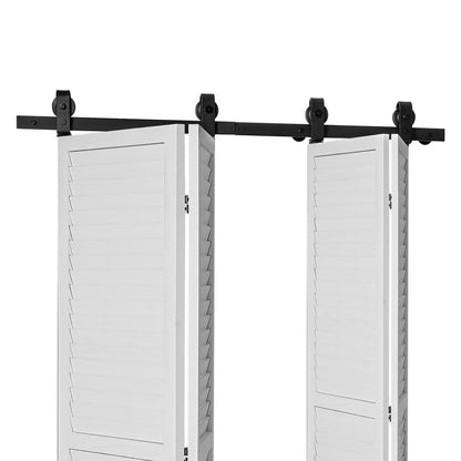 Bi-Folding Sliding Barn Door Hardware Track Kit, 52" Top Mount Track Kit, Slide Smoothly & Quietly, Heavy Duty, Easy to Install, Suitable for Four 12" Closet Pantry Laundry Doors (Not Included)