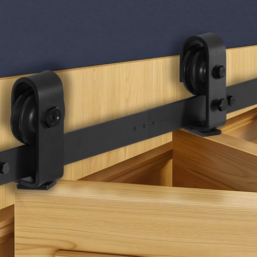 Bi-Folding Sliding Barn Door Hardware Track Kit, 40" Top Mount Track Kit, Slide Smoothly & Quietly, Heavy Duty, Easy to Install, Suitable for Two 18" Closet Pantry Laundry Doors (Not Included)