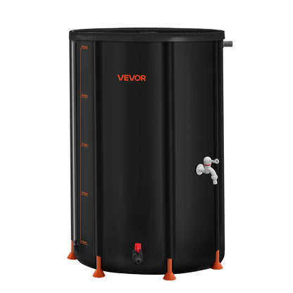 Faltbare Regentonne, 250 l, tragbar, aus 500D PVC, Regenwassersammelsystem, Garten-Wasserauffangbehälter mit Wasserhahn und Überlauf, Schwarz