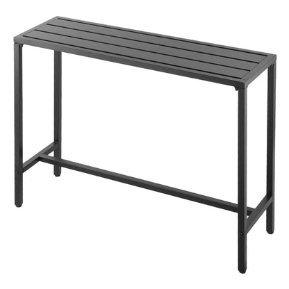 Gartentisch, 120 x 37,5 cm, wasserfeste Tischplatte und robustes Metallgestell, rechteckiger Stehtisch, Gartenmöbel für Balkon, Terrasse, Whirlpool, Poolbereich und Innenbereich