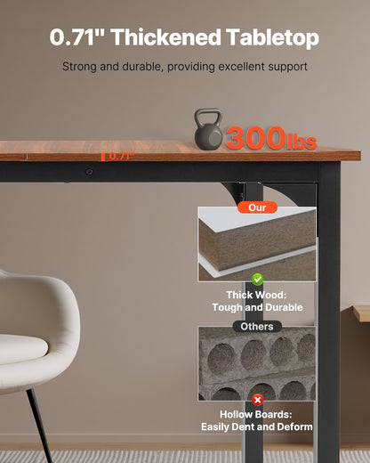 Rectangle Dining Table, 71 inch Length Large Wood Tables for 6-8 Person, Farmhouse Dinner Furniture, Rustic Conference Desk with Iron Legs, for Home Kitchen Living Room, Brown(Only Table)