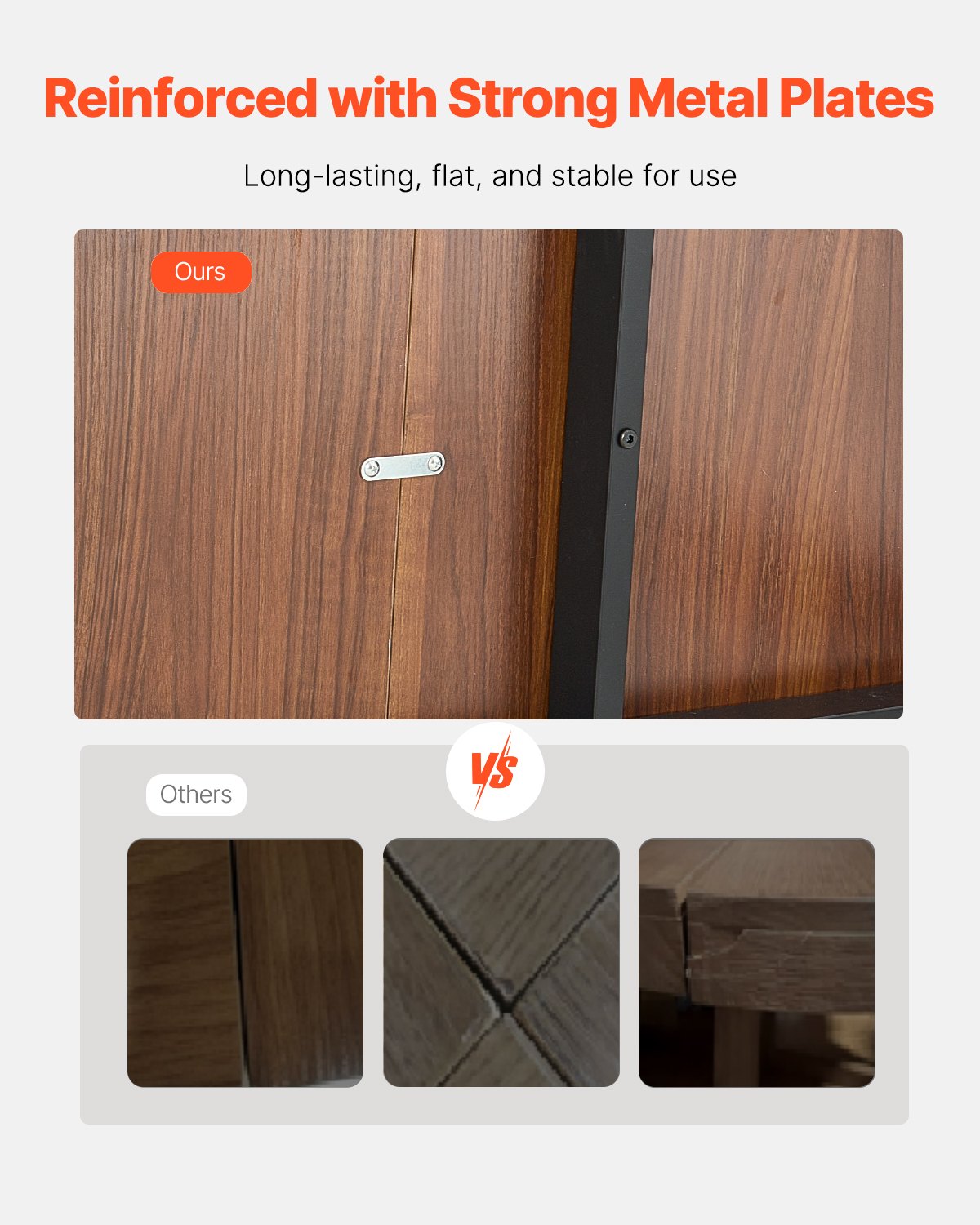 Rectangle Dining Table, 71 inch Length Large Wood Tables for 6-8 Person, Farmhouse Dinner Furniture, Rustic Conference Desk with Iron Legs, for Home Kitchen Living Room, Brown(Only Table)