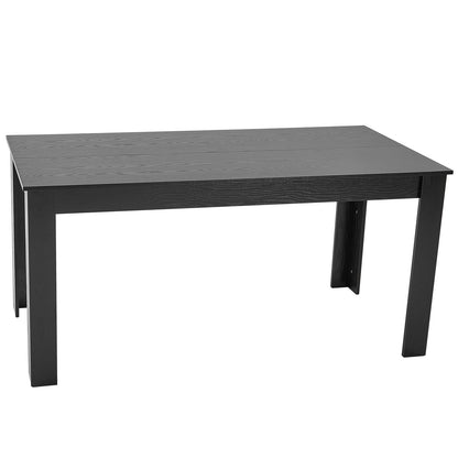 Rechteckiger Esstisch, 160 cm lang, großer Holztisch für 4-6 Personen, moderne Esszimmermöbel, Konferenztisch mit einer Tragkraft von 150 kg, für Küche und Wohnzimmer, Schwarz (nur Tisch)