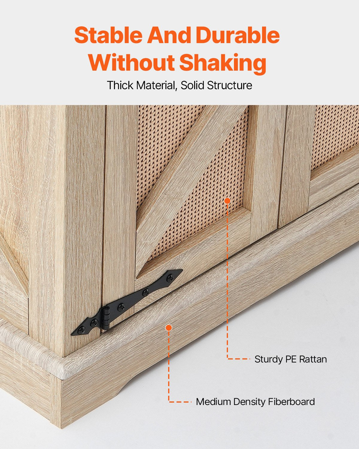 Farmhouse End Table, Rectangle PE Rattan Woven Wood Coffee Table, 24-Inch Modern Boho Style Storage Coffee Table with Retro Metal Hinges, for Living Room, Bedroom & Small Spaces