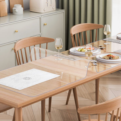 Tischdecke aus Kunststoff, 61 x 244 cm (24 x 96 Zoll), 1,5 mm dick, transparent, rechteckige PVC-Schreibtischunterlage, wasserdicht und leicht zu reinigen, für Büro, Kommode, Esstisch und Nachttisch