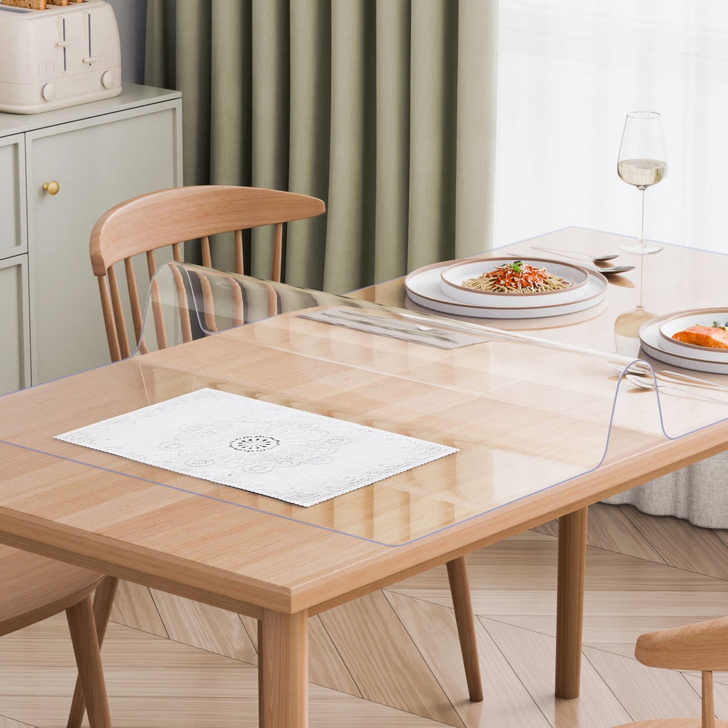 Tischdecke aus Kunststoff, 91 x 122 cm (36 x 48 Zoll), 1,5 mm dick, transparent, rechteckige PVC-Schreibtischunterlage, wasserdicht und leicht zu reinigen, für Büro, Kommode, Esstisch und Nachttisch