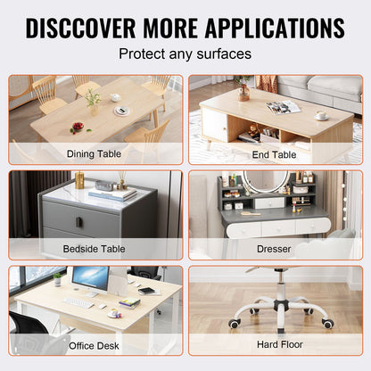 Transparente Tischschutzdecke, 91 x 183 cm, 1,5 mm dicke PVC-Tischdecke, wasserdichter Tischschutz für Schreibtisch, Couchtisch und Esstisch