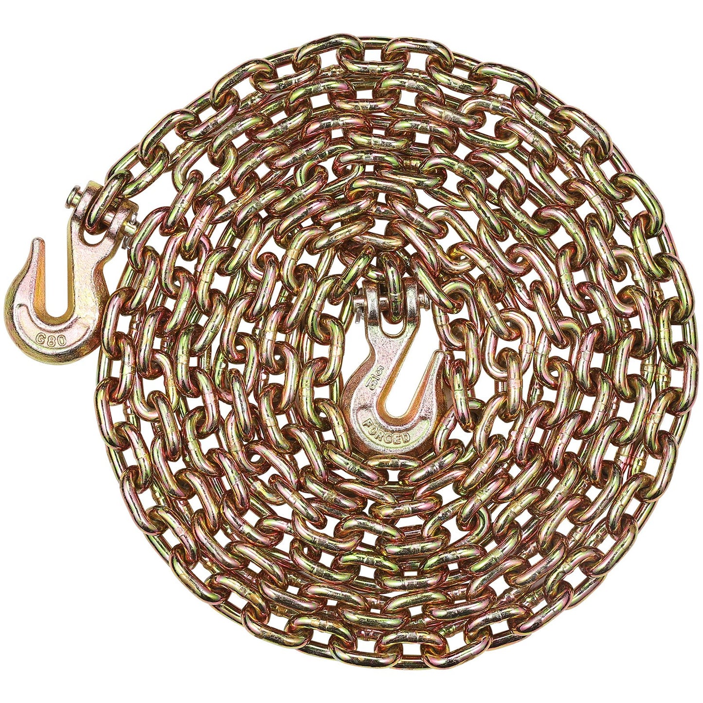 G80 Transport-Zurrkette, 5/16" x 14,2' Abschleppkette mit Schäkelhaken, 4900 lbs sichere Arbeitslast, Hochleistungs-Anhängerkette für den Transport von Abschleppwagen-Zurrausrüstung