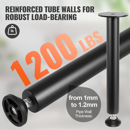 406,4 mm verstellbare Schreibtischbeine, verstärkte Stahl-Bürotischbeine, 4er-Set für Selbstmontage, Tragkraft 544 kg, robuste Schreibtischbeine, Schnellmontage dank verstellbarer Fußkappen, schwarz