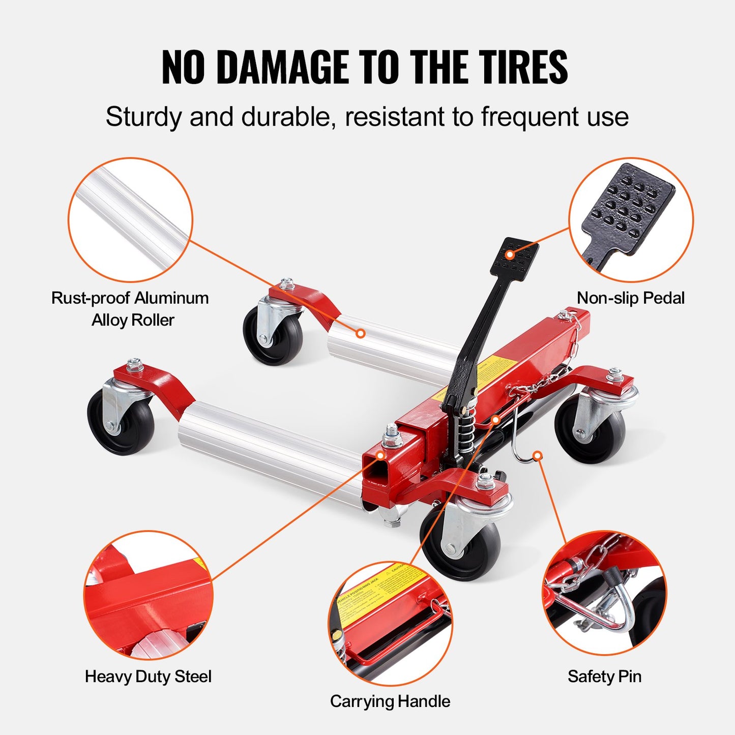 Radwagenheber, max. Tragkraft 1500 lbs (ca. 680 kg), Wagenheber mit 360° drehbaren Rädern, hydraulischer Reifenheber für hohe Beanspruchung, für Fahrzeugpositionierung, Autoreparatur und Umzüge, 4er-Set