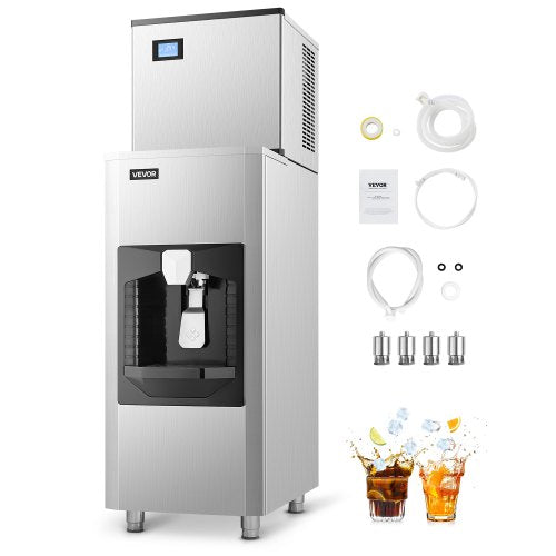 Commercial Ice Maker, 300 Lbs/Day Ice Maker Machine, 180 Lbs Large Ice Storage Bin with 20 Lbs/Min Automatic Ice Dispensing, Self-Cleaning Ice Machine with Touchscreen for Bar, Cafe, Restaurant