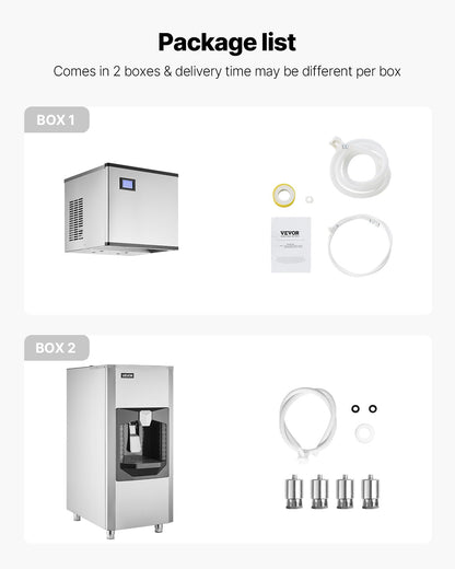 Commercial Ice Maker, 300 Lbs/Day Ice Maker Machine, 180 Lbs Large Ice Storage Bin with 20 Lbs/Min Automatic Ice Dispensing, Self-Cleaning Ice Machine with Touchscreen for Bar, Cafe, Restaurant