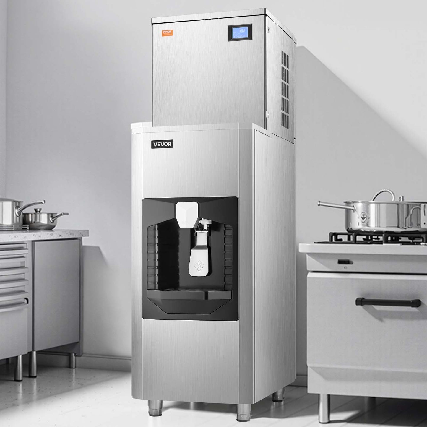 Commercial Ice Maker, 360 Lbs/Day Ice Maker Machine, 180 Lbs Large Ice Storage Bin with 20 Lbs/Min Automatic Ice Dispensing, Self-Cleaning Ice Machine with Touchscreen for Bar, Cafe, Restaurant