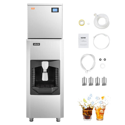 Commercial Ice Maker, 360 Lbs/Day Ice Maker Machine, 180 Lbs Large Ice Storage Bin with 20 Lbs/Min Automatic Ice Dispensing, Self-Cleaning Ice Machine with Touchscreen for Bar, Cafe, Restaurant