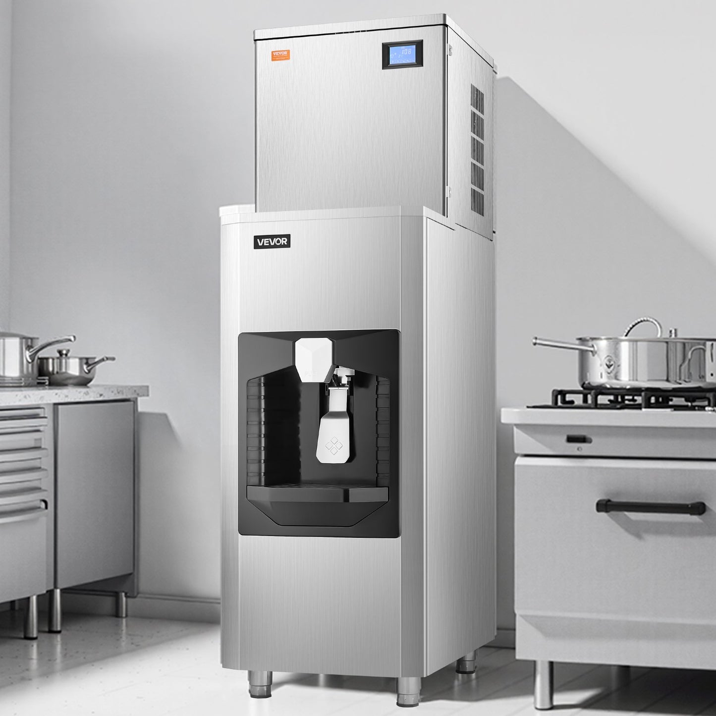 Commercial Ice Maker, 400 Lbs/Day Ice Maker Machine, 180 Lbs Large Ice Storage Bin with 20 Lbs/Min Automatic Ice Dispensing, Self-Cleaning Ice Machine with Touchscreen for Bar, Cafe, Restaurant