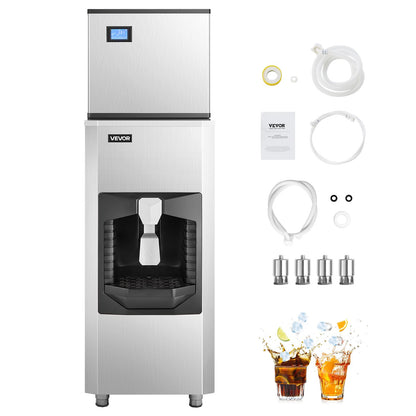 Commercial Ice Maker, 500 Lbs/Day Ice Maker Machine, 180 Lbs Large Ice Storage Bin with 20 Lbs/Min Automatic Ice Dispensing, Self-Cleaning Ice Machine with Touchscreen for Bar, Cafe, Restaurant