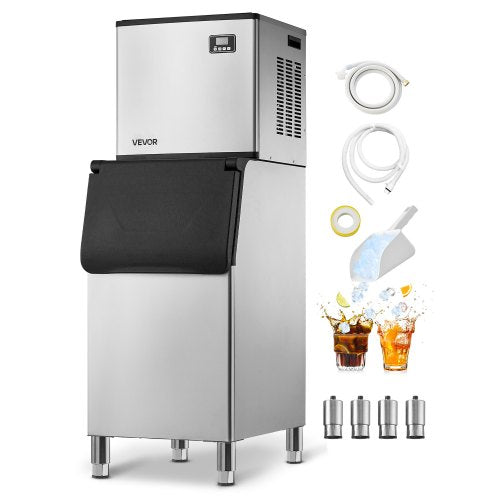 Commercial Ice Maker Machine, 181.4 kg/24H Ice-Making Machine with 136 kg Large Storage Bin, Auto Self-Cleaning Ice Maker with Touchscreen for Bar Cafe Restaurant Business Commercial