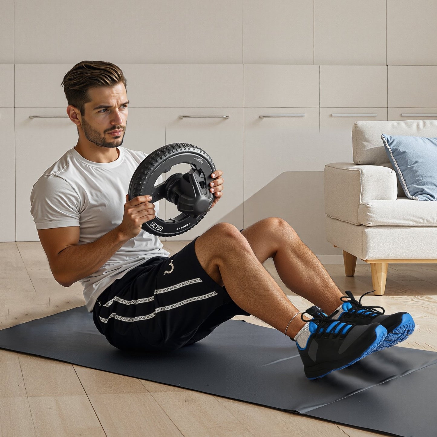 Cross-Training-Schuhe, Sneaker in Weite W, UK-Größe 8, Schuhe mit breiter Zehenbox, Fußgewölbeunterstützung und verstellbarer Schnürung, Trainingsschuhe zum Laufen, Turnen, Gassigehen und Gewichtheben (Schwarz)