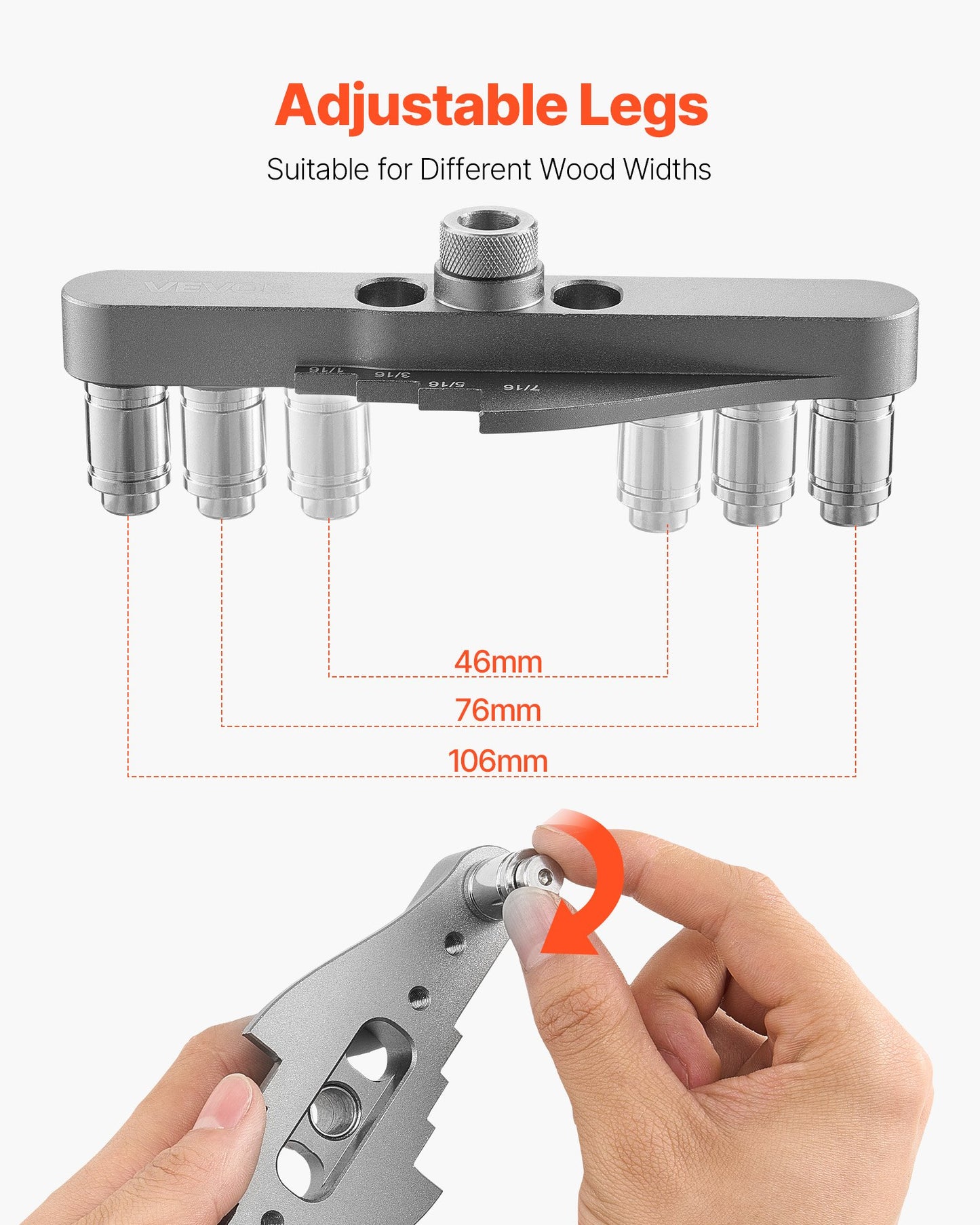 Doweling Jig Kit, Self Centering Dowel Drill Jig for Straight Holes, with Drill Bit Set 6.4 / 7.9 / 9.5 mm and Drill Bit Stop Collar Set, Aluminum Alloy Woodworking Tools for Drilling, Marking
