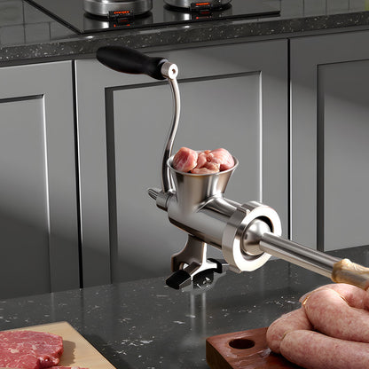 Manual Meat Grinder, 304 Stainless Steel Hand Crank Meat Mincer with Steel Table Clamp, Sausage Stuffer with 2 Cutting Plates & Sausage Tube, Food Grinder for Beef Chili Pork Kitchen Tabletop