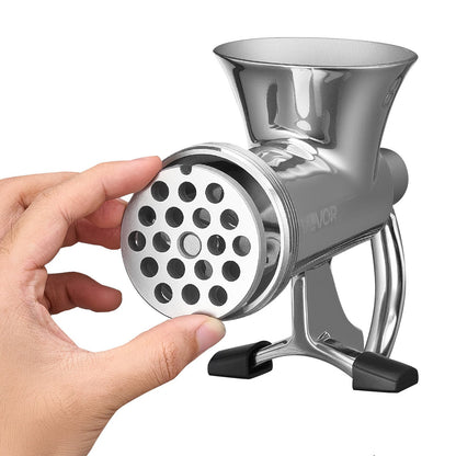 Manual Meat Grinder, 304 Stainless Steel Hand Crank Meat Mincer with Steel Table Clamp, Sausage Stuffer with 2 Cutting Plates & Sausage Tube, Food Grinder for Beef Chili Pork Kitchen Tabletop