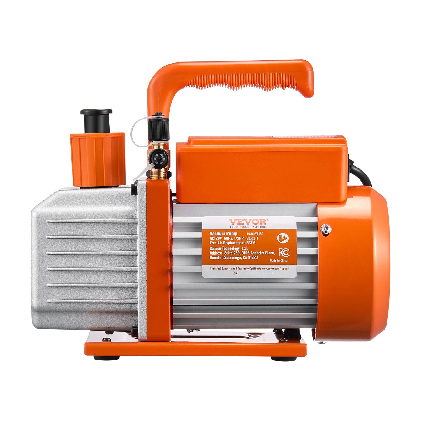 Vacuum Pump, 300 L/min(5 CFM), HVAC Single Stage Rotary Vane Vacuum Pump, for R134a R22 R410a Systems, Auto AC Vacuum Pump Kit with Oil Bottle, for Automotive Air Conditioner Maintenance Resin Degassing