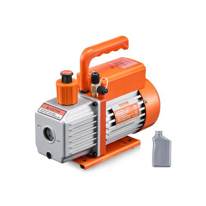 Vacuum Pump, 233 L/min(4 CFM), HVAC Single Stage Rotary Vane Vacuum Pump, for R134a R22 R410a Systems, Auto AC Vacuum Pump Kit with Oil Bottle, for Automotive Air Conditioner Maintenance Resin Degassing