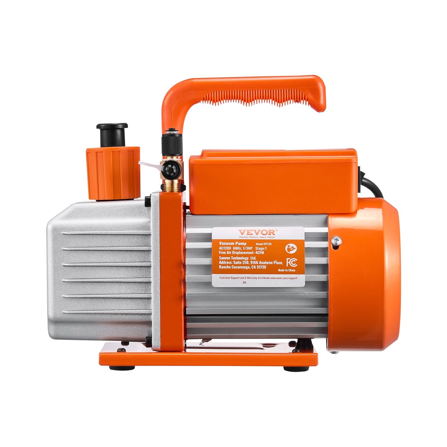 Vacuum Pump, 233 L/min(4 CFM), HVAC Single Stage Rotary Vane Vacuum Pump, for R134a R22 R410a Systems, Auto AC Vacuum Pump Kit with Oil Bottle, for Automotive Air Conditioner Maintenance Resin Degassing