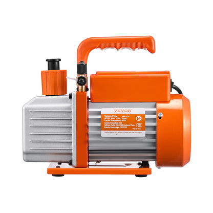 Vacuum Pump, 233 L/min(4 CFM), HVAC Single Stage Rotary Vane Vacuum Pump, for R134a R22 R410a Systems, Auto AC Vacuum Pump Kit with Oil Bottle, for Automotive Air Conditioner Maintenance Resin Degassing