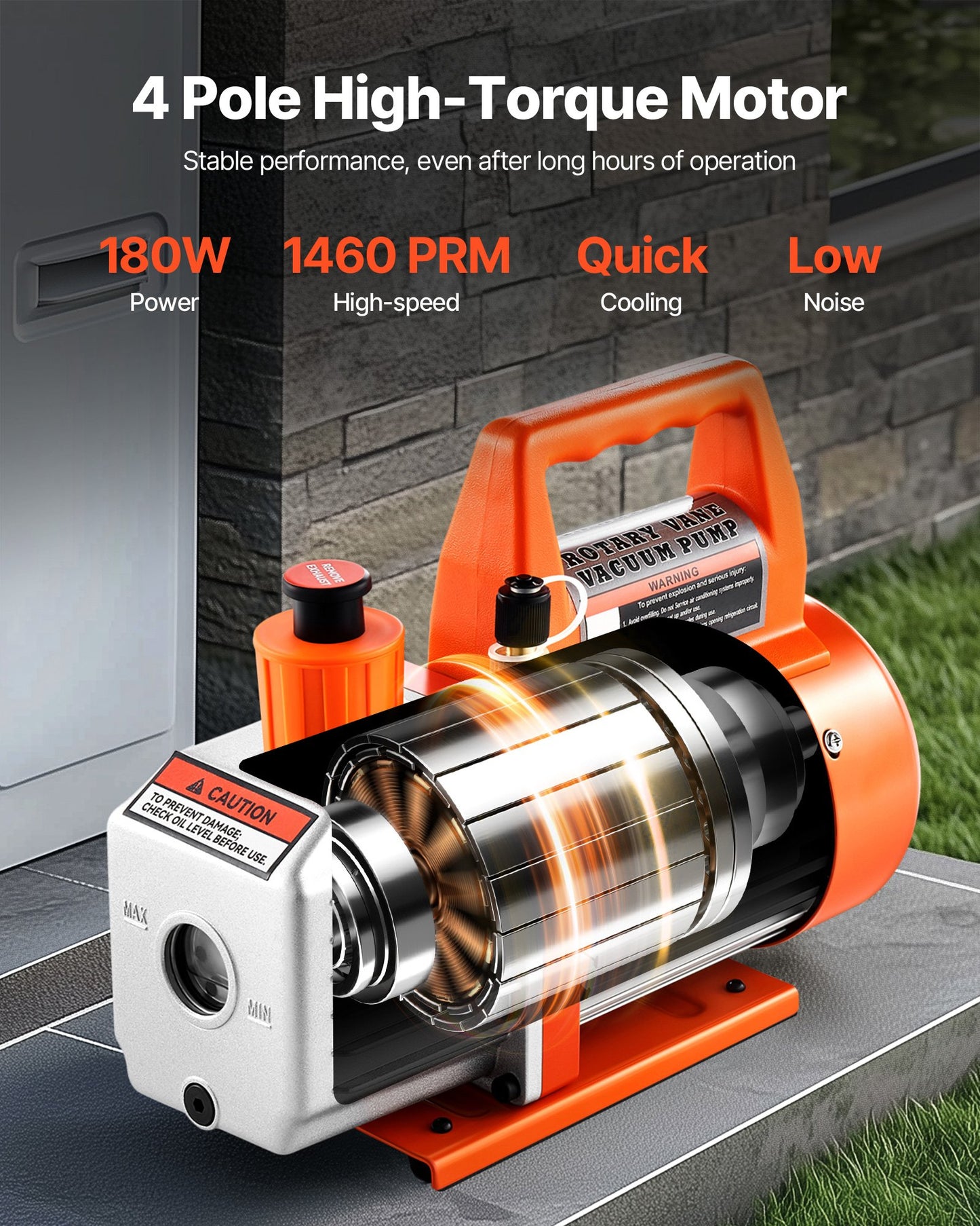 Vakuumpumpe, 100 l/min, einstufige Drehschieber-Vakuumpumpe für Klimaanlagen (R134a, R22, R410a), mit Ölflasche, 4-poligem Motor, 5 Pa, für die Harzentgasung bei der Wartung von Kfz-Klimaanlagen