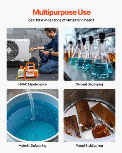 Vakuumpumpe, 100 l/min, einstufige Drehschieber-Vakuumpumpe für Klimaanlagen (R134a, R22, R410a), mit Ölflasche, 4-poligem Motor, 5 Pa, für die Harzentgasung bei der Wartung von Kfz-Klimaanlagen