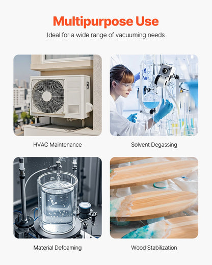 Vacuum Pump, 367 L/min(6 CFM), HVAC 2 Stage Rotary Vane Vacuum Pump, for R134a R22 R410a Systems, Auto AC Vacuum Pump Kit with Oil Bottle, for Automotive Air Conditioner Maintenance Resin Degassing