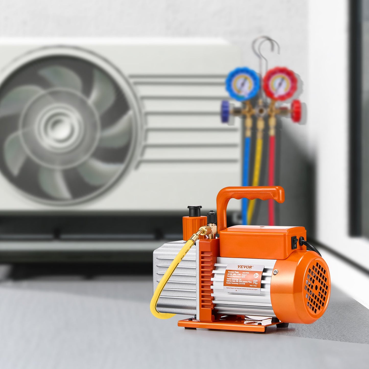 Vacuum Pump, 367 L/min(6 CFM), HVAC 2 Stage Rotary Vane Vacuum Pump, for R134a R22 R410a Systems, Auto AC Vacuum Pump Kit with Oil Bottle, for Automotive Air Conditioner Maintenance Resin Degassing