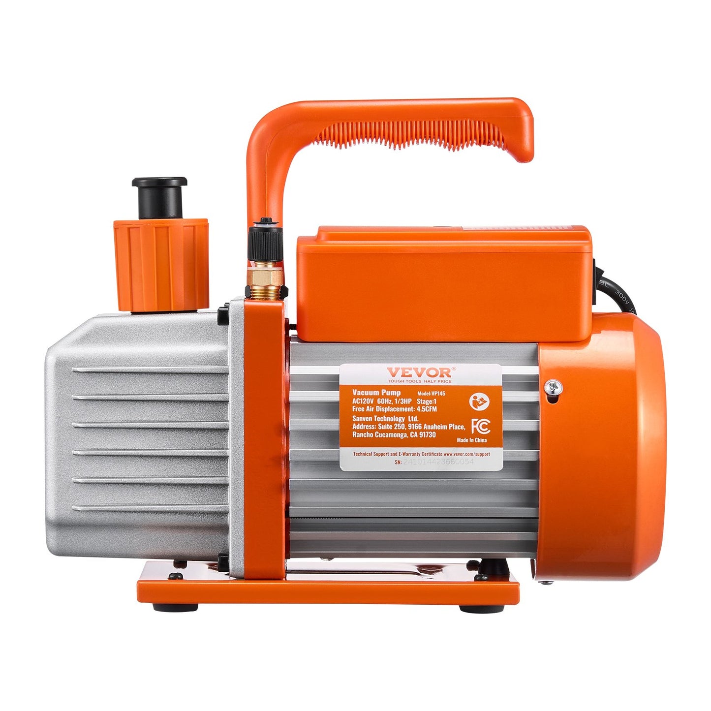 267 L/min(4.5 CFM) AC Vacuum Pump and Gauge Set, Single Stage Rotary Vane HVAC Air Vacuum Pump, A/C Refrigerant Manifold Gauge Kit, with Leak Detector Hoses, for R134a, R12, R22, R502a, R410A, R404, R407C