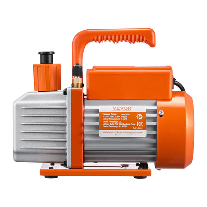 267 L/min(4.5 CFM) AC Vacuum Pump and Gauge Set, Single Stage Rotary Vane HVAC Air Vacuum Pump, A/C Refrigerant Manifold Gauge Kit, with Leak Detector Hoses, for R134a, R12, R22, R502a, R410A, R404, R407C