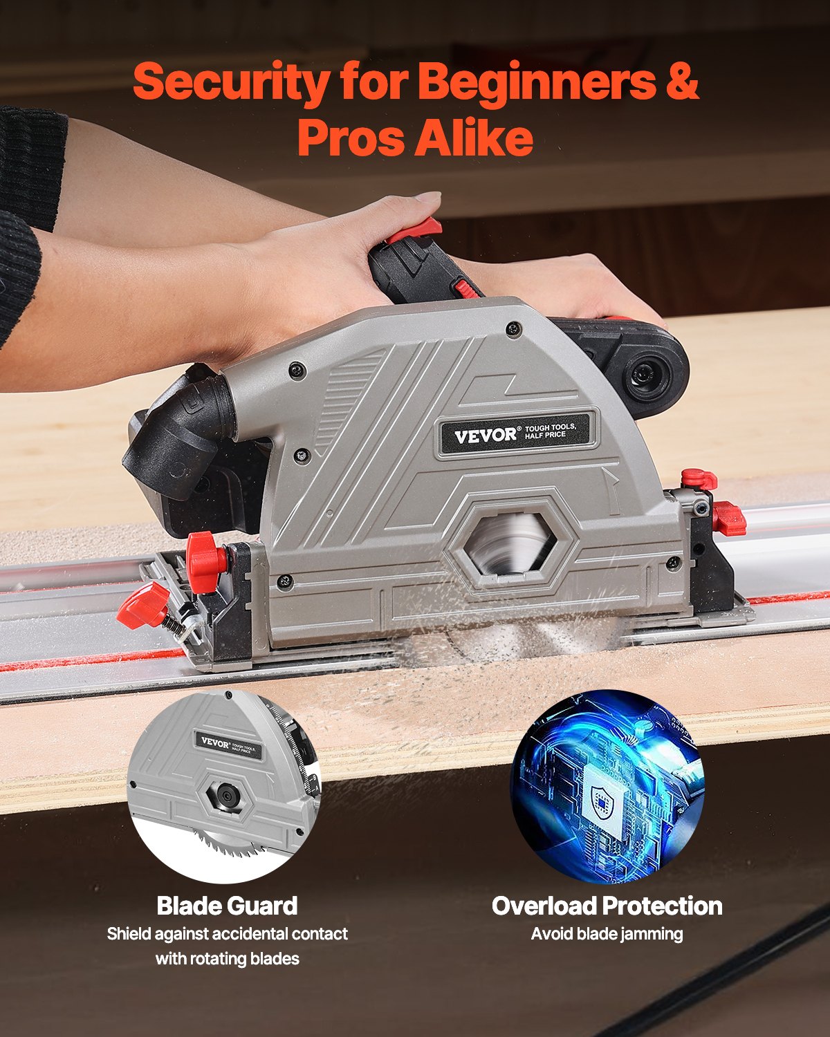 Cordless Track Saw, 140 mm(5-1/2 in) Blade, Brushless Plunge Circular Saw Kit, Tracksaw with 4Ah 20V Battery, Hard Case, 52 mm(2.05 in) Cutting Depth, for Wood, Plastic, Tool Only (Guide Rail Sold Separately)