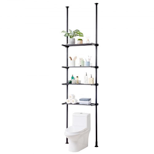 Over the Toilet Storage, 4-Tier Adjustable Over Toilet Bathroom Organizer, Low-carbon Steel 53"-132" Tall Storage Shelf Rack, Easy Assembly Laundry Space Saver, for Small Rooms, Fit Most Toilets