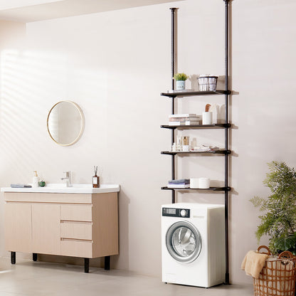 Over the Toilet Storage, 4-Tier Adjustable Over Toilet Bathroom Organizer, Low-carbon Steel 53"-132" Tall Storage Shelf Rack, Easy Assembly Laundry Space Saver, for Small Rooms, Fit Most Toilets