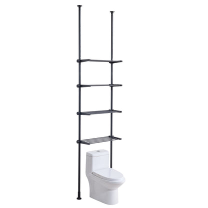 Over the Toilet Storage, 4-Tier Adjustable Over Toilet Bathroom Organizer, Low-carbon Steel 53"-132" Tall Storage Shelf Rack, Easy Assembly Laundry Space Saver, for Small Rooms, Fit Most Toilets