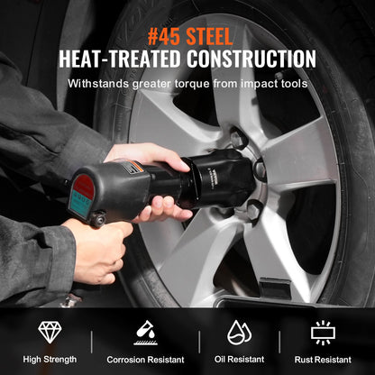 Radlager-Sicherungsmuttern-Steckschlüsselsatz, 1/2-Zoll-Antrieb, 7-teilig, SAE- und metrische 6-Punkt-Steckschlüssel für Ford-, Dodge- und Toyota-Fahrzeuge, mit Aufbewahrungskoffer, zum Aus- und Einbau von Radlager-Sicherungsmuttern