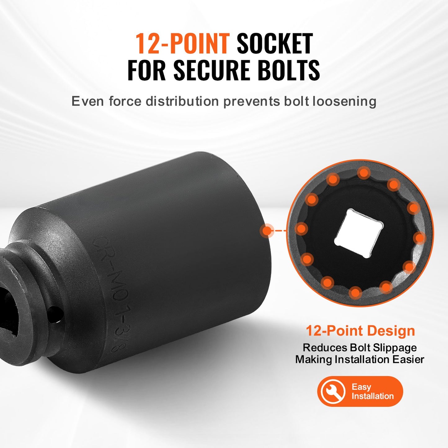 Achsmuttern-Schlagschrauber-Steckschlüsselsatz, 1/2"-Antrieb, tief, 12-kant, 8-teilig, metrisch, Spindelmuttern-Steckschlüsselsatz, wärmebehandelter CR-MO-Steckschlüsselsatz mit Aufbewahrungskoffer, Autoreparatur, Entfernen oder Anbringen von Achsmuttern