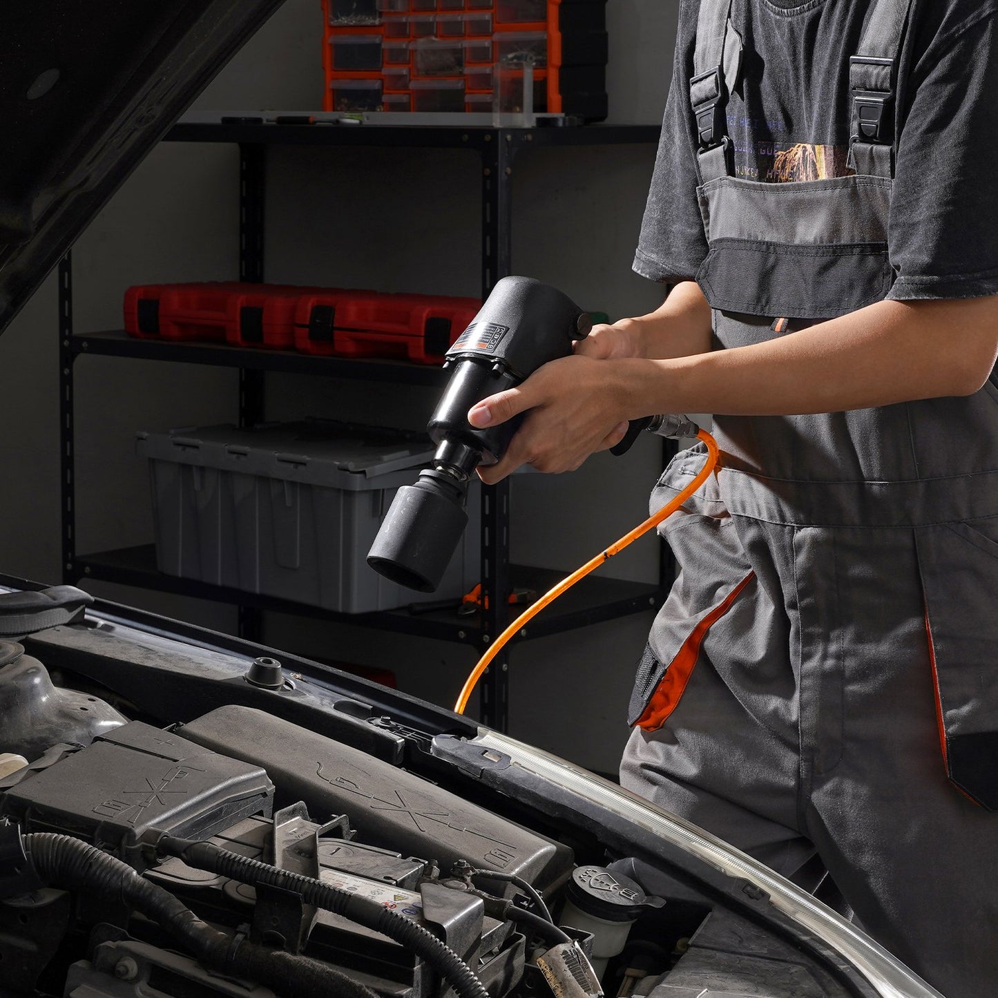 Axle Nut Impact Socket Set, 1/2" Drive Deep 6+12-Point 14-Piece Metric Spindle Nut Socket Set, CR-V Heat Treated Large Socket Set with Storage Case, Auto Repair, Removing or Installing Axle Nuts