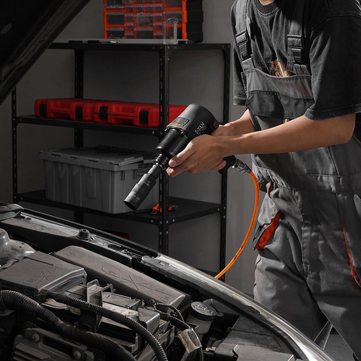 Radmuttern-Steckschlüsselsatz, 1/2-Zoll-Antrieb, metrisch und SAE, 6-Punkt-Klappsteckschlüsselsatz, insgesamt 4 Radmutterngrößen, Radmuttern-Steckschlüsselsatz aus CR-MO-Stahl mit Aufbewahrungskoffer und Verlängerungsstange, für die Autoreparatur