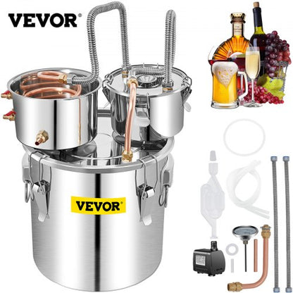 Alcohol Still, 50L SUS Water Alcohol Distiller with Condenser & Thumper Keg, 13.2Gal Wine Making Boiler with Copper Tube, Home Brewing Kit with Built-in Thermometer for DIY Whiskey Wine Brandy,