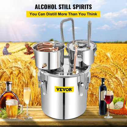 Alcohol Still, 50L SUS Water Alcohol Distiller with Condenser & Thumper Keg, 13.2Gal Wine Making Boiler with Copper Tube, Home Brewing Kit with Built-in Thermometer for DIY Whiskey Wine Brandy,
