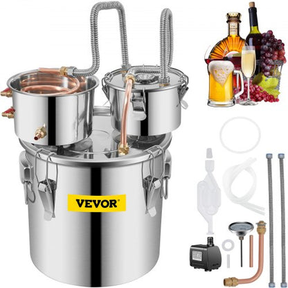 32.2 L Home Use Moonshine Still Brewing Stainless Steel Water Essential Oil Double Keg