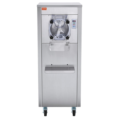 Gewerbliche Eismaschine, 18 l/h Leistung, 1600 W, Eismaschine für eine Geschmacksrichtung, mit Rollen, 6 l Edelstahlzylinder, LED-Panel, Selbstreinigungs- und Vorkühlfunktion, für Restaurants und Imbissstände