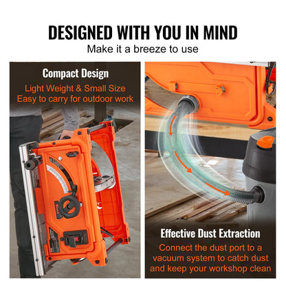 1800 W Table Saw Electric Cutting Machine, 625 mm Cutting Capacity, 4400 RPM, 85 mm 90° Crosscut Saw and 60 mm 45° Bevel Cut for Wood, Carpentry and Indoor/Outdoor Workshop