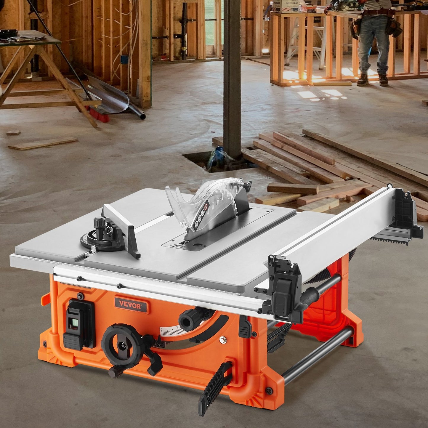 1800 W Table Saw Electric Cutting Machine, 625 mm Cutting Capacity, 4400 RPM, 85 mm 90° Crosscut Saw and 60 mm 45° Bevel Cut for Wood, Carpentry and Indoor/Outdoor Workshop
