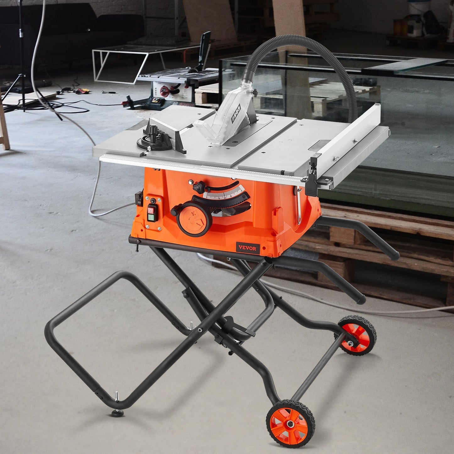 25.4 cm Table Saw w/ Stand Electric Cutting Machine 4800RPM 63.5 cm Rip Capacity